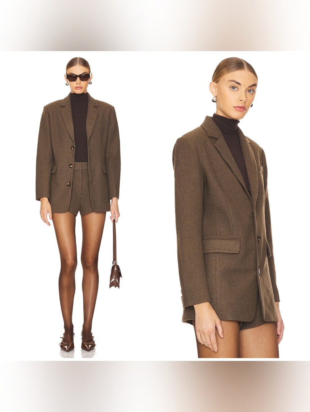 Line & Dot Dockers Blazer in Cafe, Small, Single Breasted Oversized Brown Collar